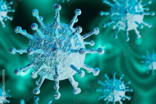 coronavirus COVID-19 under the microscope. 3d illustration