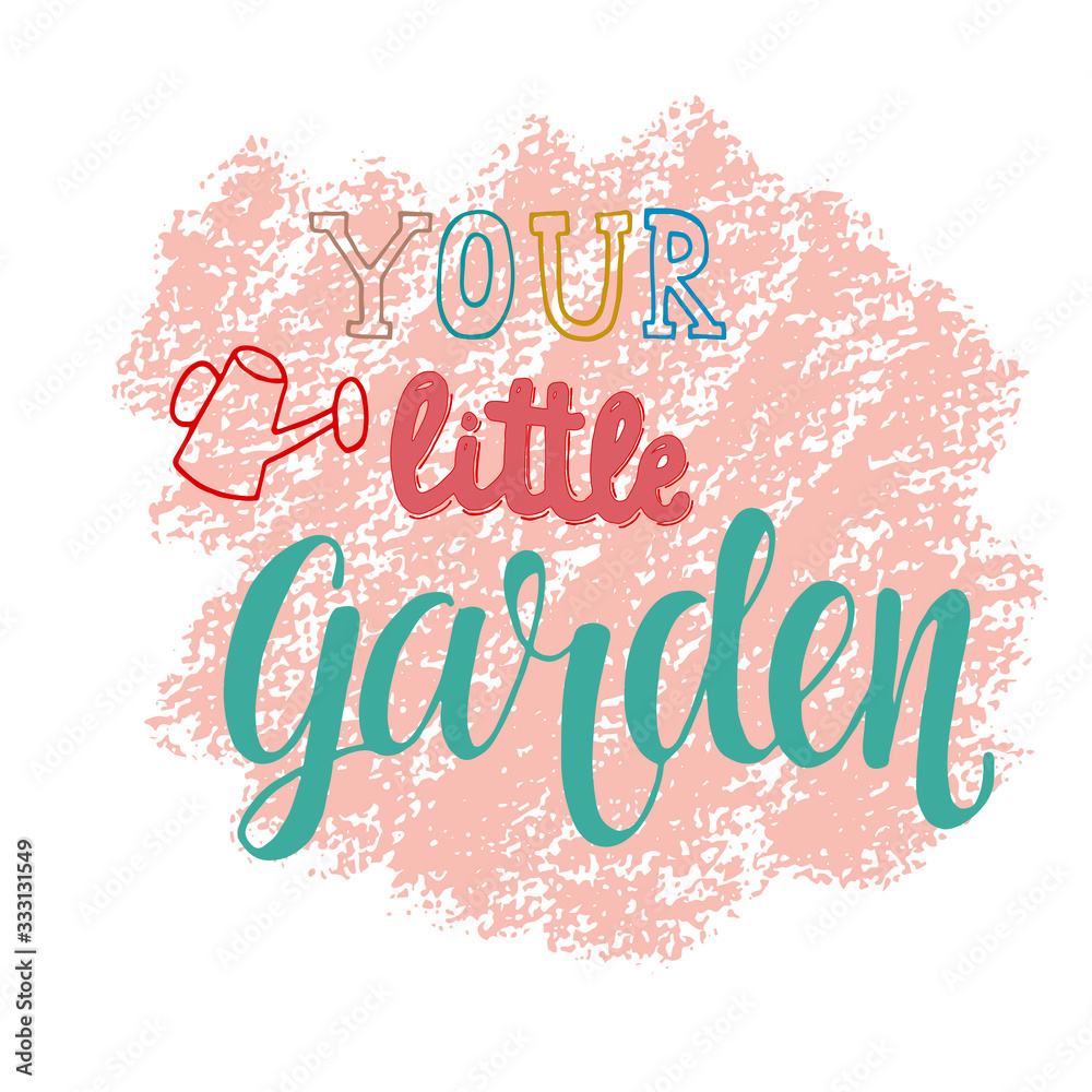 Your little garden - hand drawing sign for packaging label. Vector stock illustration for print industry isolated on white background. EPS 10