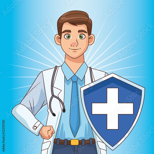super doctor with shield vs covid19