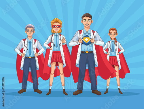 super doctors staff with hero cloaks vs covid19