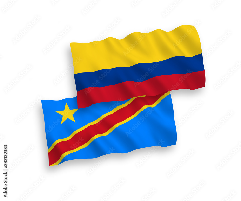 Naklejka premium Flags of Colombia and Democratic Republic of the Congo on a white background
