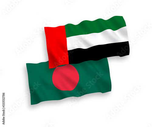 Flags of United Arab Emirates and Bangladesh on a white background