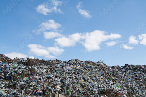 The mountain of plastic waste from urban communities and industrial districts