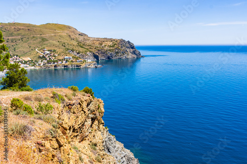 Aerial view of the bay of Colera, Costa Brava, Catalonia, Spain