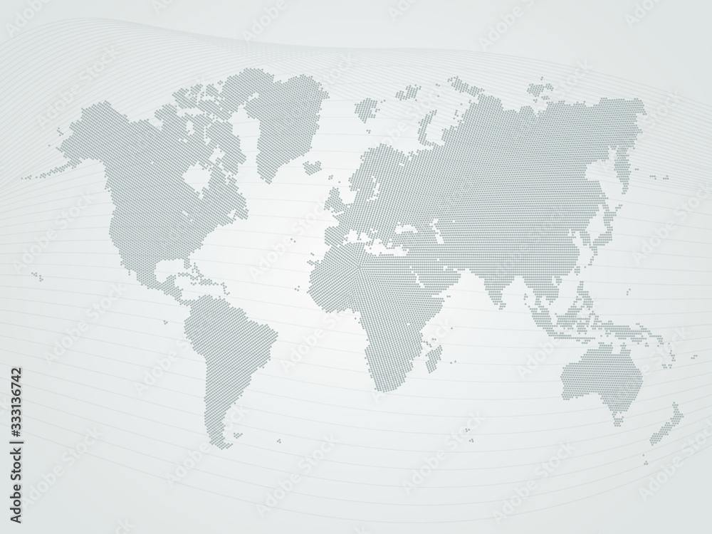 Fototapeta premium Grey Dotted World Map Vector Illustration Background