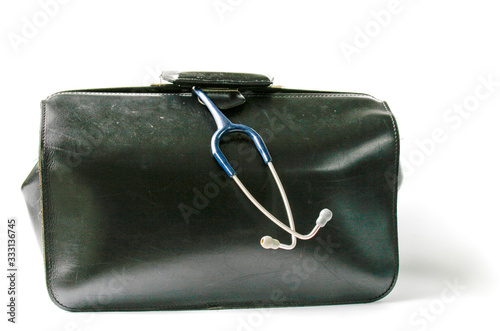Medical bag with stethoscope on side