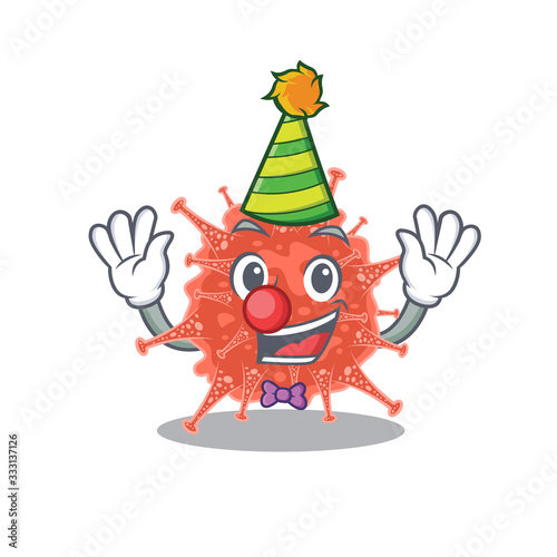 Cute and Funny Clown orthocoronavirinae cartoon character mascot style © kongvector