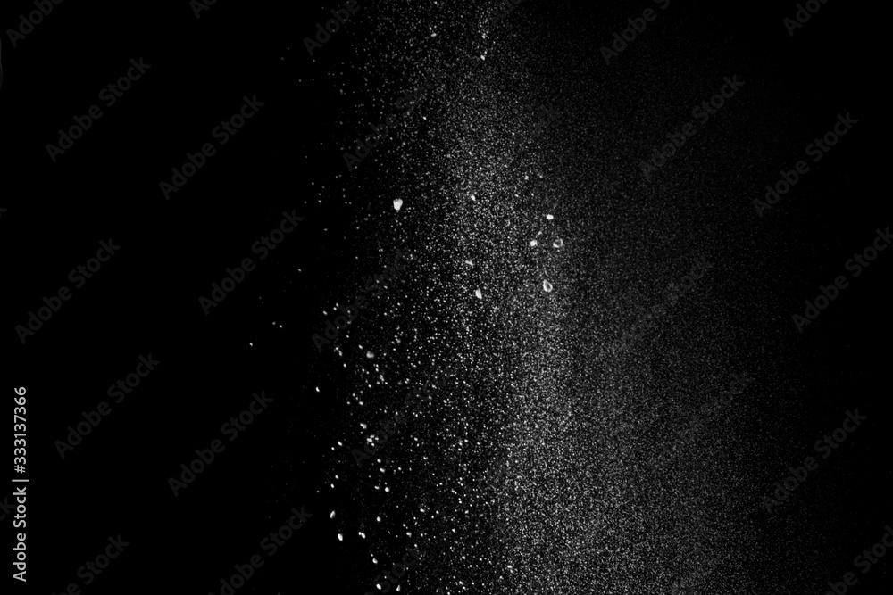 Gorgeous white powder pattern isolated on black background