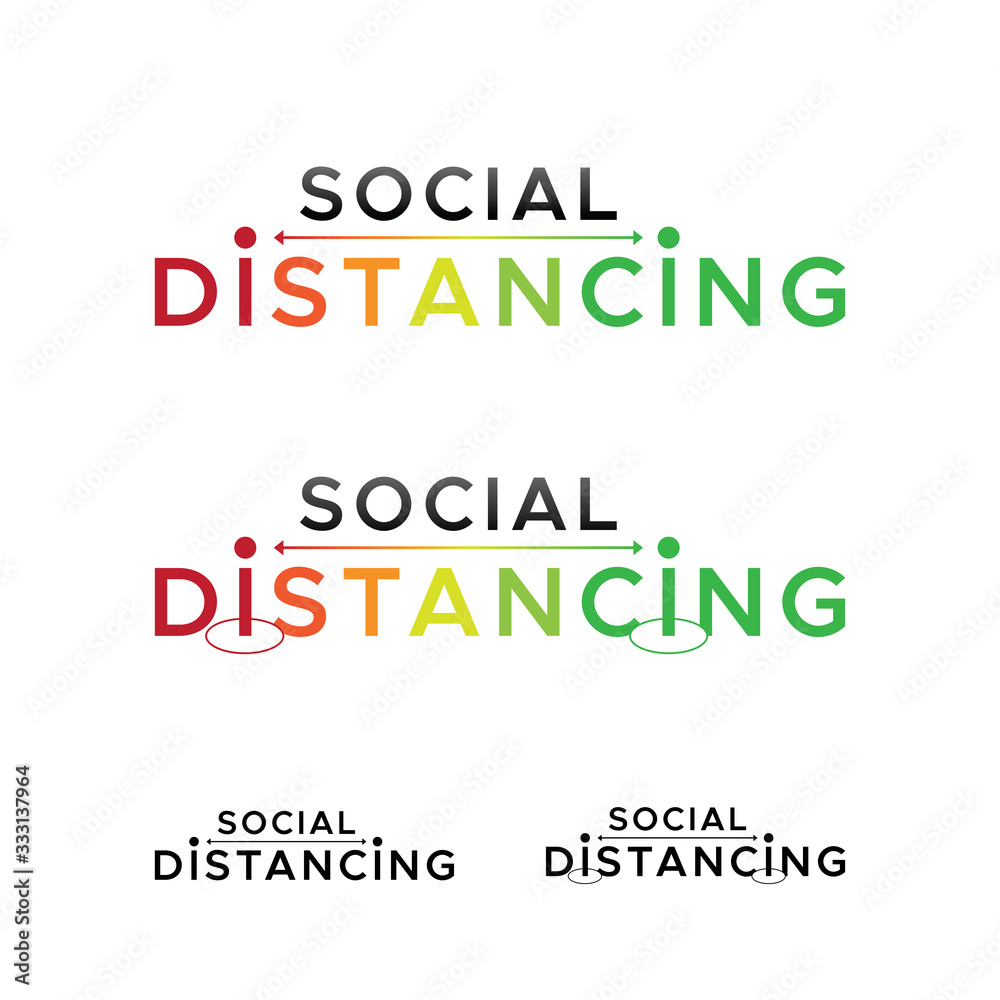 Obraz premium Social distancing. Coronavirus epidemic protective equipment. Preventive measures. Steps to protect yourself. Keep the 1 meter distance. Typography Vector illustration.