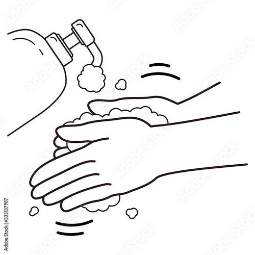 正しい手洗いの手順　２.手に石鹸をたっぷりとり掌をよくこする