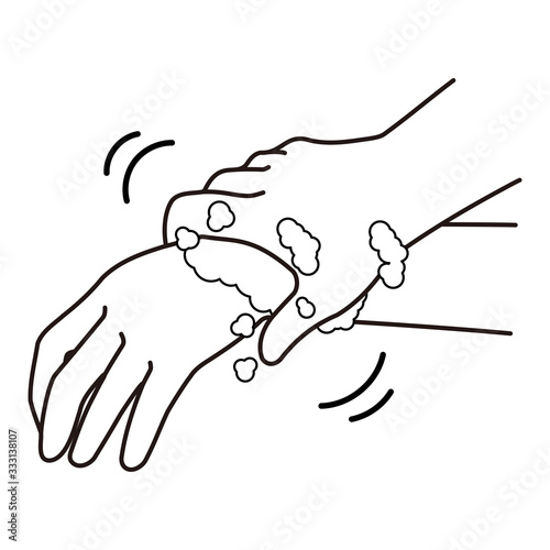 正しい手洗いの手順　７.手首も忘れずに洗う