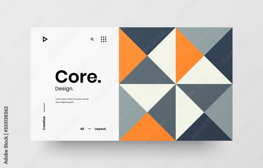 Creative horizontal website screen part for responsive web design project development. Abstract geometric pattern banner layout mock up. Corporate landing page block vector illustration template.