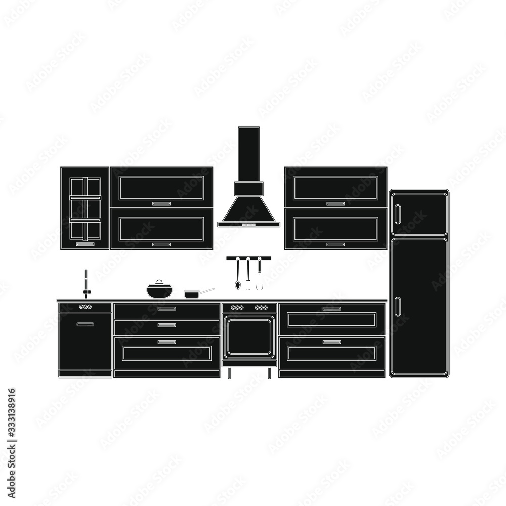 kitchen sketch on white background