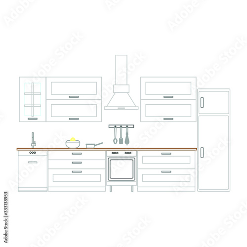 kitchen sketch on white background