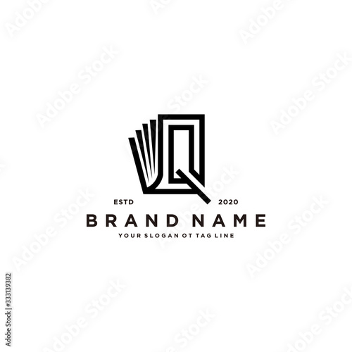 letter Q and book logo design vector