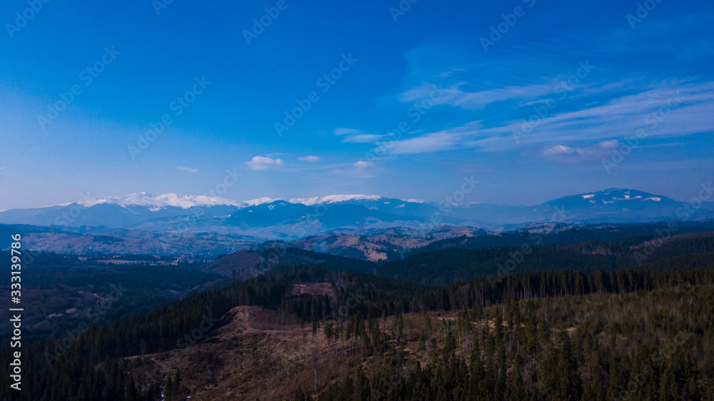 Top of the mountain panorama of the mountain Carpathian aerial photography Ukraine. Top of the mountain panorama of the mountain Carpathian aerial photography Ukraine.
