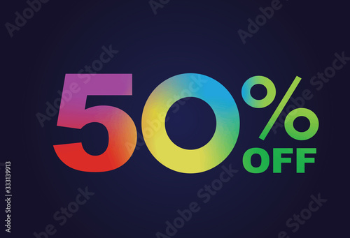 Rainbow gradient fifty percent off special discount word text