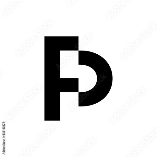 initial letter p cut off vector logo