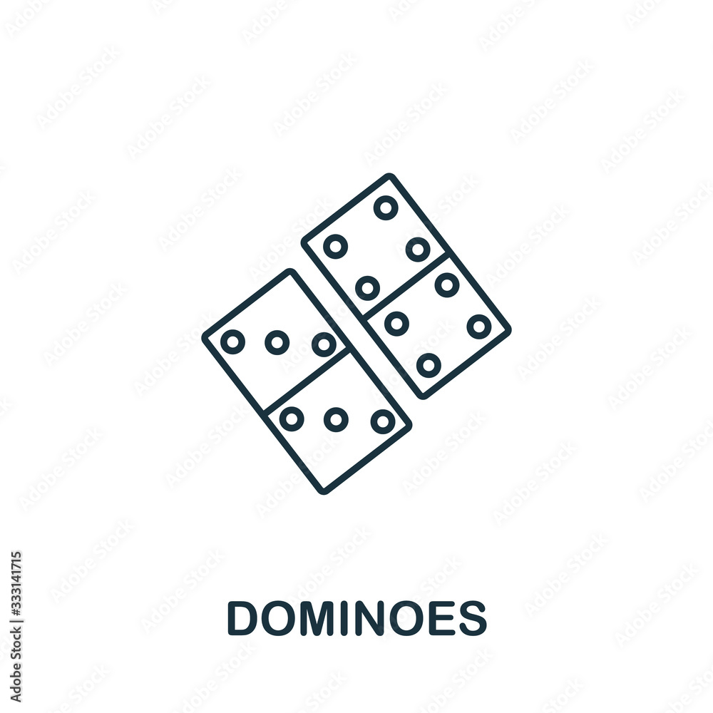 Dominoes icon from hobbies collection. Simple line element Dominoes symbol for templates, web design and infographics Dominoes icon from hobbies collection. Simple line element Dominoes symbol for templates, web design and infographics