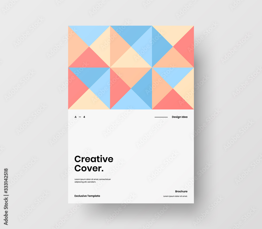 Amazing business presentation vector A4 vertical orientation front page mock up. Modern corporate report cover abstract geometric illustration design layout. Company identity brochure template.