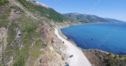 Flying along Pacific Coast Highway at Big Sur, California