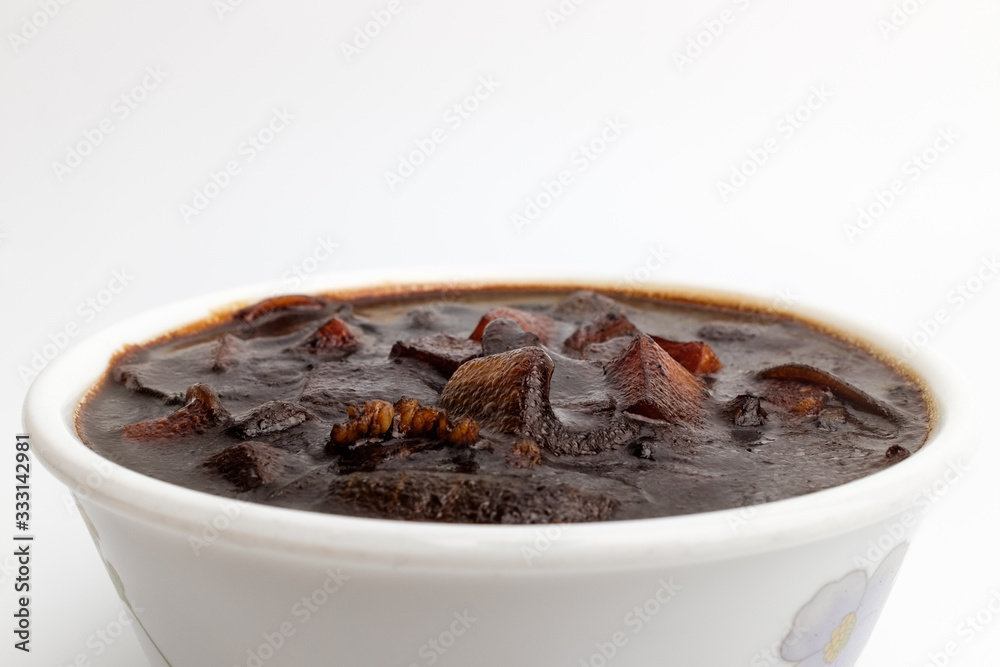 Jjajang sauce with vegetables and jjajang on white background Jjajang sauce with vegetables and jjajang on white background