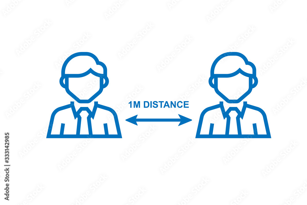 Social Distancing icon,Keep distance sign. Coronovirus epidemic protective equipment. Preventive measures. Steps to protect yourself. Keep the 1 meter distance. blue version Social Distancing icon,Keep distance sign. Coronovirus epidemic protective equipment. Preventive measures. Steps to protect yourself. Keep the 1 meter distance. blue version