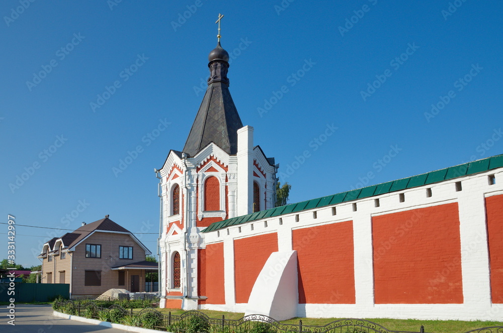 St. Nicholas-Elijah chapel and the wall of the Transfiguration monastery. The city of Murom, Vladimir region, Russia