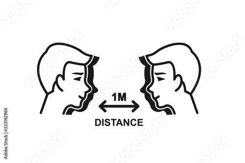 Social Distancing icon,Keep distance sign. Coronovirus epidemic protective equipment. Preventive measures. Steps to protect yourself. Keep the 1 meter distance. Vector illustration.