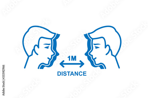 Social Distancing icon,Keep distance sign. Coronovirus epidemic protective equipment. Preventive measures. Steps to protect yourself. Keep the 1 meter distance. blue version
