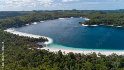 Fraser Island  Queensland   Australia  March 2020  Tourists flock to Lake Mackenzie year round to enjoy the cool freshwater lake