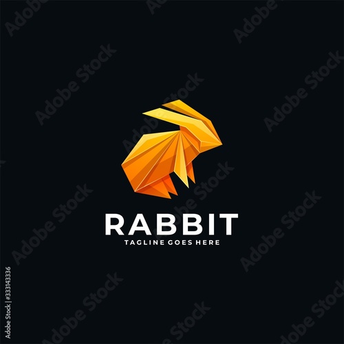 Vector Logo Illustration Rabbit Poly Colorful Style.
