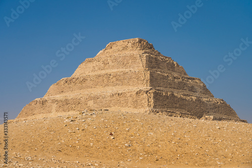 Djoser pyramid (Step Pyramid) is archaeological remain in the Saqqara necropolis, Egypt