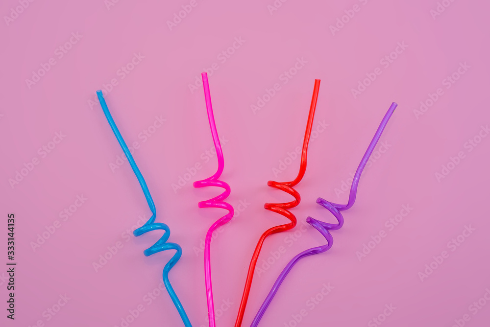Obraz premium Props for party. Party accessories on the pink background. tubules