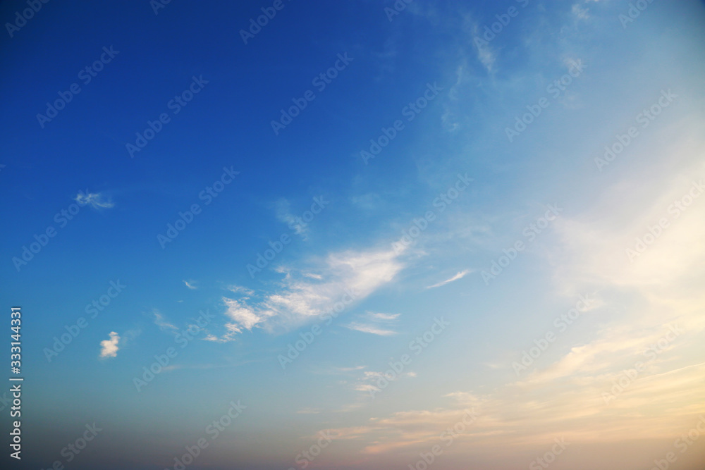 Blue sky with cloud and empty area for text, Nature concept for presentation background, Beautiful colorful sky with sunlight and concept fresh air for health, Healthy concept in fresh atmosphere.