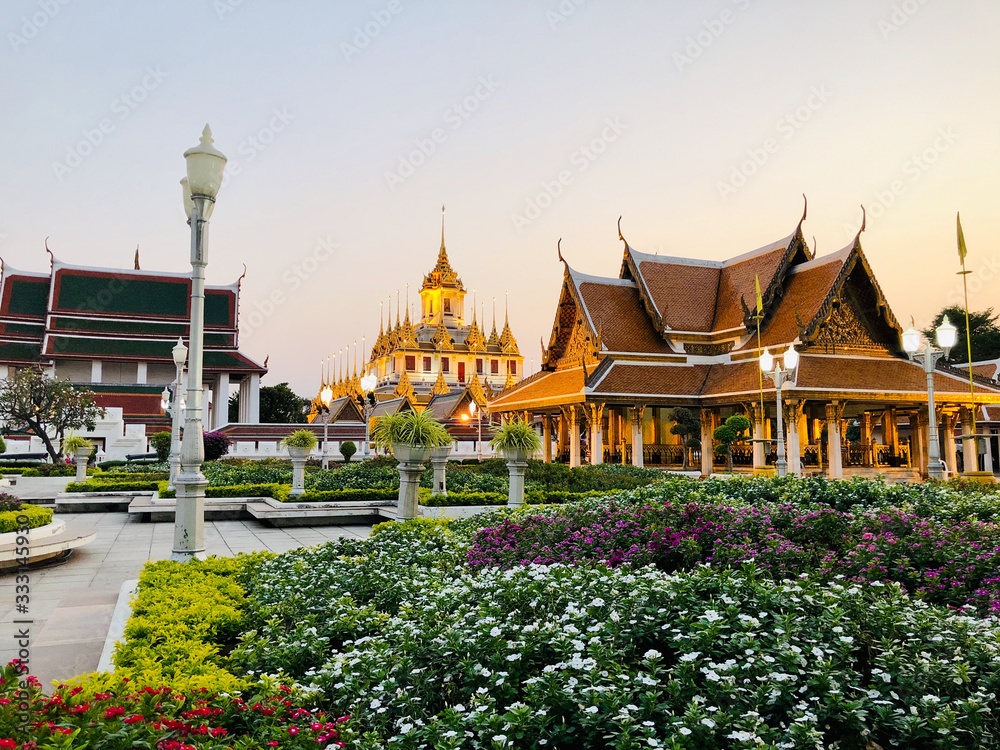 Wat Ratchanadda in the dusk with clear sky - Architecture Photography