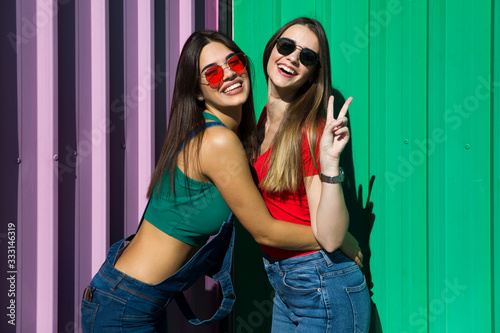 Two young best female frien...