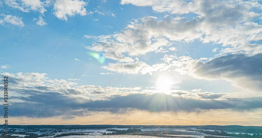 simultaneous movement of clouds of different levels, time intervals, beautiful pre-sunset landscape loop video simultaneous movement of clouds of different levels, time intervals, beautiful pre-sunset landscape loop video