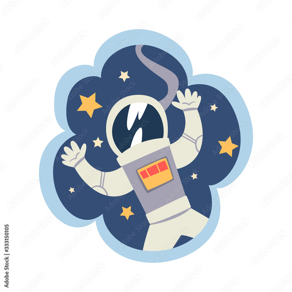 Kid Dreams, Sweet Dream Cloud with Astronaut in Flying in Outer Space, Childhood Fantasy Vector Illustration Kid Dreams, Sweet Dream Cloud with Astronaut in Flying in Outer Space, Childhood Fantasy Vector Illustration