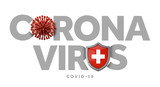 Switzerland coronavirus concept with microbe and shield. 3D Render