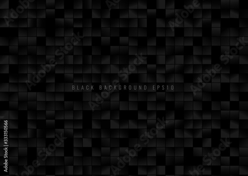 Abstract pattern black square grid pixels on dark background.