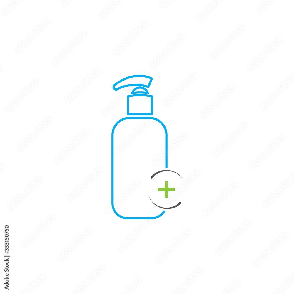 Antibacterial hand sanitizer, disinfection icon in flat design isolated Antibacterial hand sanitizer, disinfection icon in flat design isolated