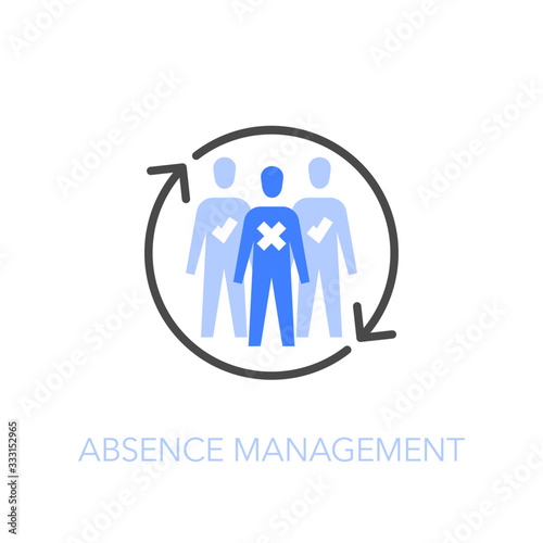 Employee absence management symbol with a group of people and refresh arrows. Easy to use for your website or presentation.