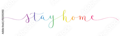 STAY HOME vector brush calligraphy banner with swashes