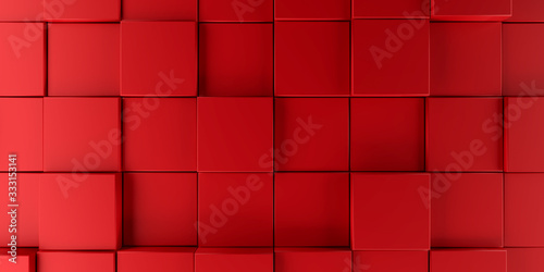 Modern red cubes background, 3d rendering