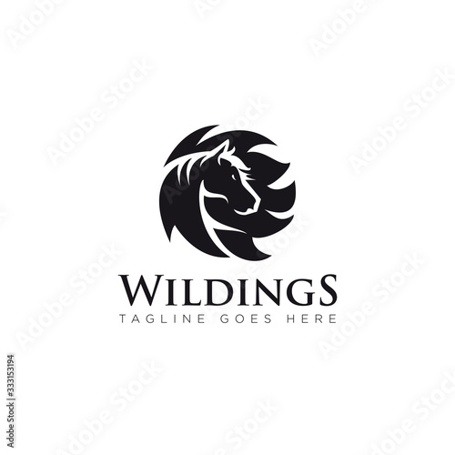 wildings logo. abstract headhorse and hair vector