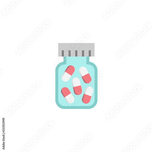 Medicine pills icon - Coronavirus icon illustration vector - Covid 19 infection flu illness epidemic pandemic - lungs, mask, virus, syringe, thermometer, pills, no hand shake, wash your hands