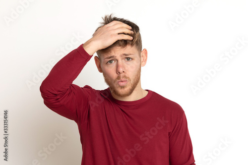 Attractive young guy with a red T-shirt