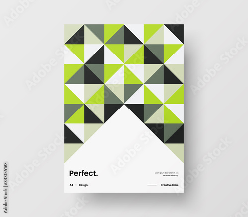Amazing business presentation vector A4 vertical orientation front page mock up. Modern corporate report cover abstract geometric illustration design layout. Company identity brochure template.
