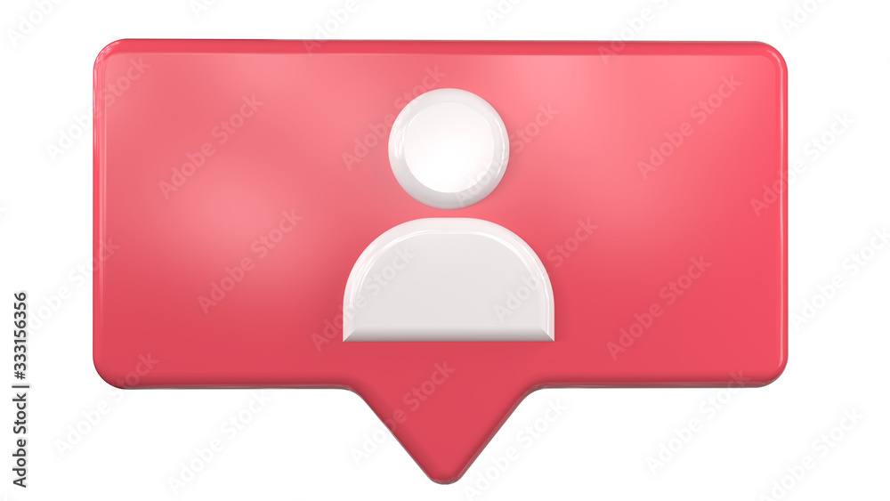 Follow notification Social media icon. isolated on white background. 3D render